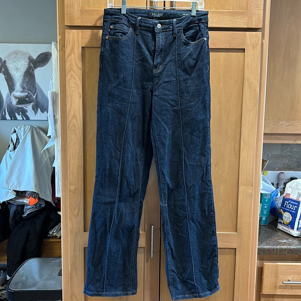 Judy Blue Jeans Darling High Rise Front Seam Wide Leg Size 9/29"
